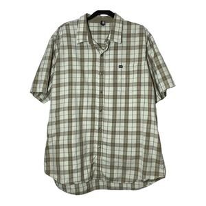 RVCA Mens Short Sleeve Button Front Shirt Plaid Large Tan